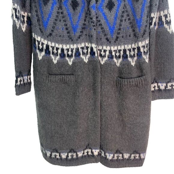 Free People Frosted Fair Isle Mohair Long Cardigan Shacket Sweater Size M - Picture 7 of 12